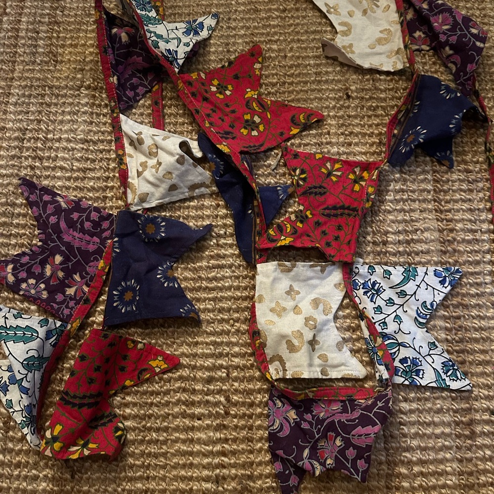 Boho Fabric Flag Garland, Set Of 2